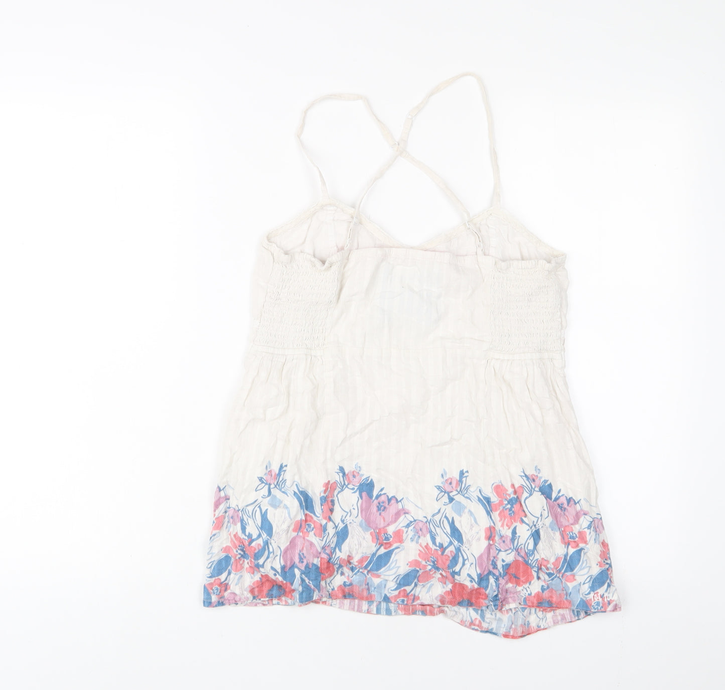 Fat Face Womens White Cotton Camisole Tank Size 12 V-Neck - Embroidered