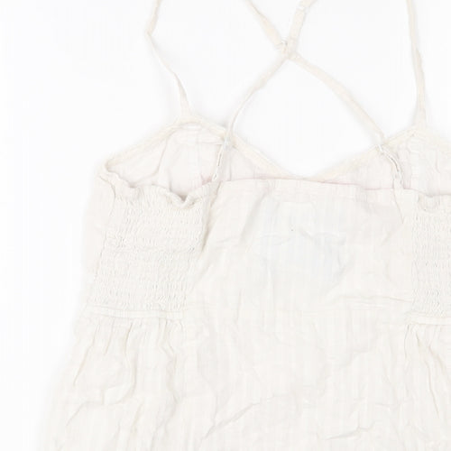 Fat Face Womens White Cotton Camisole Tank Size 12 V-Neck - Embroidered