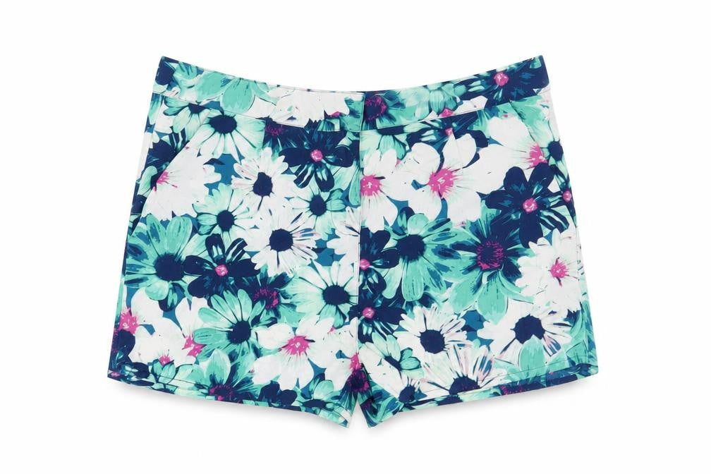 Lipsy Womens Green Floral Polyester Basic Shorts Size 8 Regular Hook & Eye