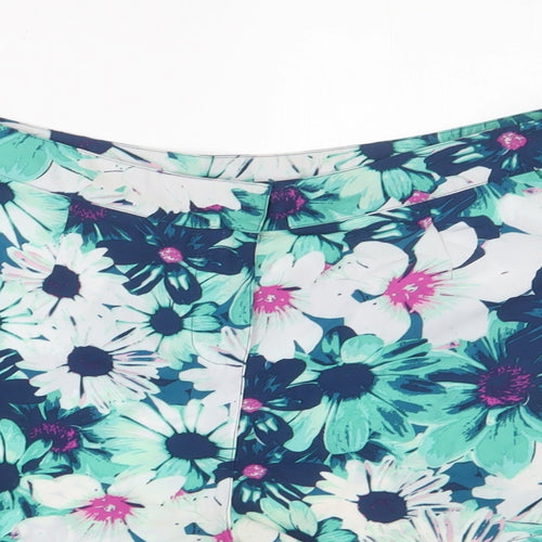 Lipsy Womens Green Floral Polyester Basic Shorts Size 8 Regular Hook & Eye