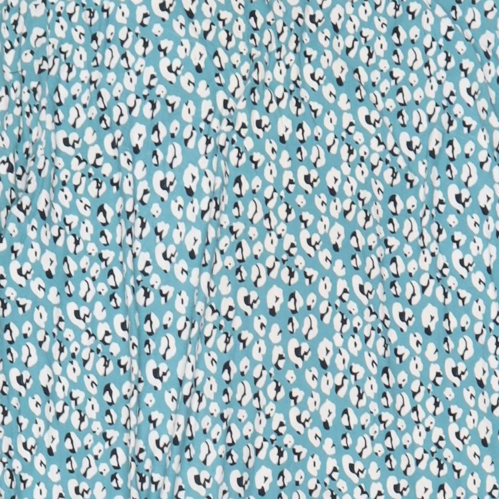 Pebble Bay Womens Blue Geometric Polyester A-Line Size 18 Crew Neck Button