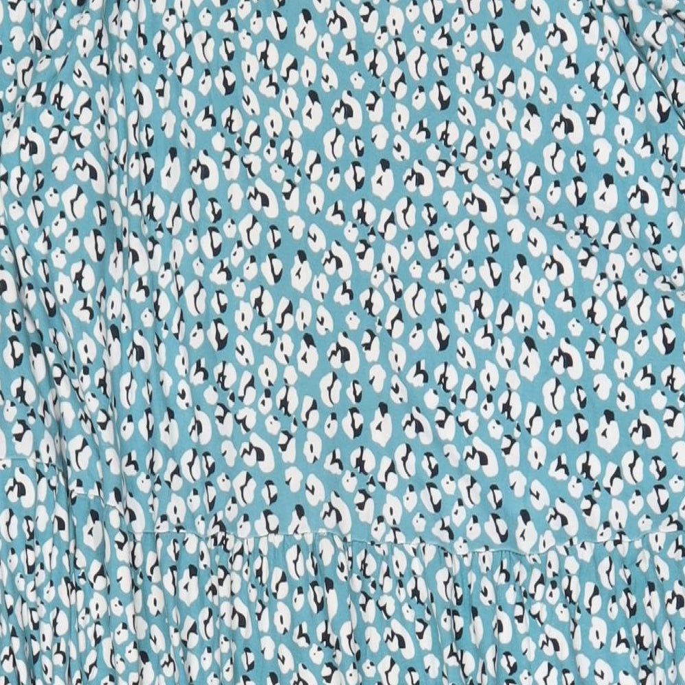 Pebble Bay Womens Blue Geometric Polyester A-Line Size 18 Crew Neck Button