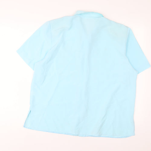 Rosy Womens Blue Polyester Basic Button-Up Size 18 Collared - Embroidered