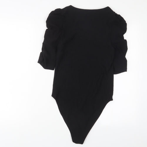 New Look Womens Black Polyester Bodysuit One-Piece Size 12 Snap