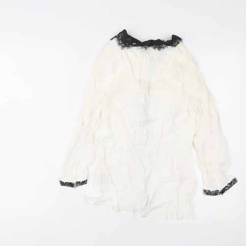 Phase Eight Womens Ivory Viscose Basic Button-Up Size 8 Collared - Lace