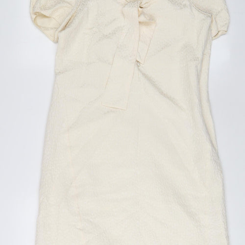 Laundry Industry Womens Ivory Geometric Cotton A-Line Size S V-Neck Zip - Buttons