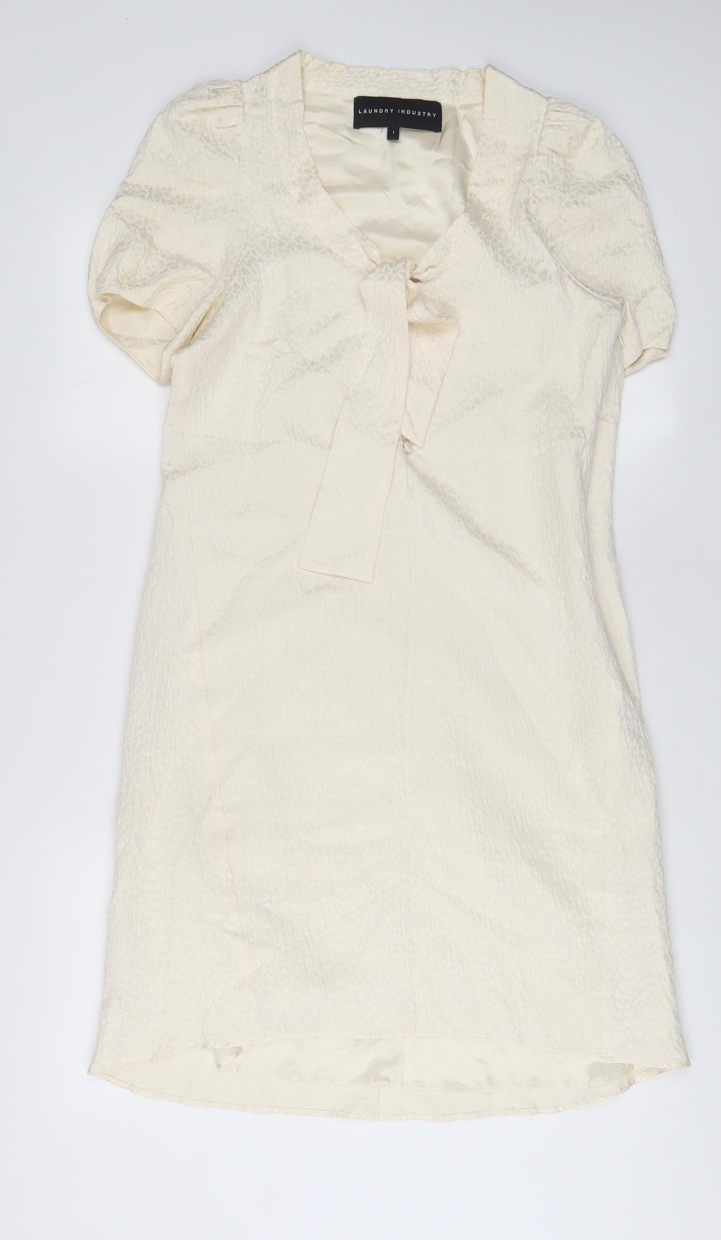 Laundry Industry Womens Ivory Geometric Cotton A-Line Size S V-Neck Zip - Buttons