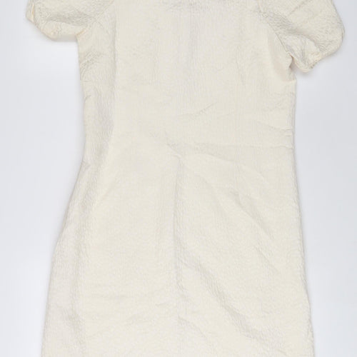 Laundry Industry Womens Ivory Geometric Cotton A-Line Size S V-Neck Zip - Buttons