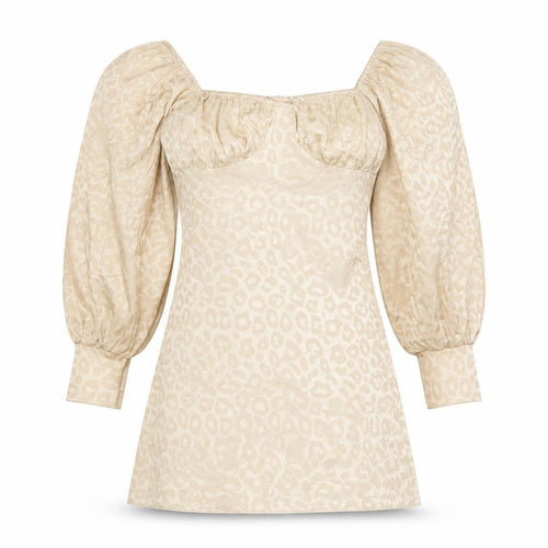 Miss Selfridge Womens Gold Animal Print Polyester A-Line Size 10 Square Neck Button