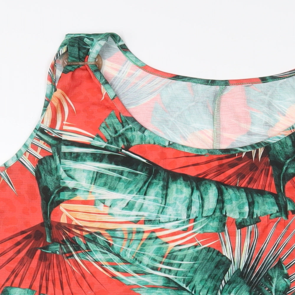 Bonmarché Womens Multicoloured Geometric Polyester Basic Tank Size 24 Scoop Neck