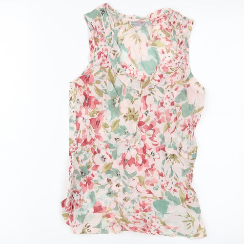 Per Una Womens Multicoloured Floral Viscose Basic Tank Size 8 Scoop Neck