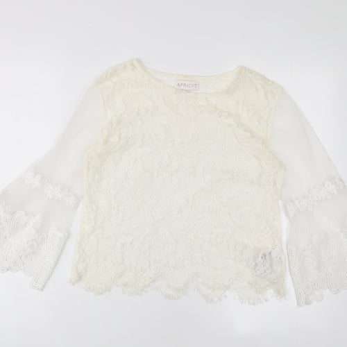 Apricot Womens Ivory Viscose Basic Blouse Size 10 Crew Neck