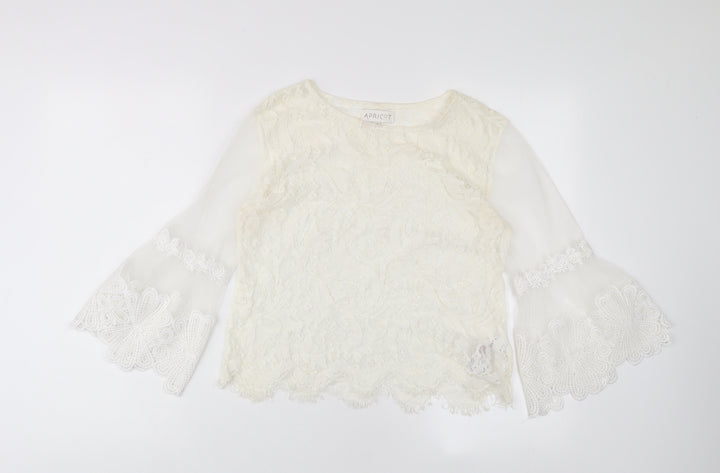 Apricot Womens Ivory Viscose Basic Blouse Size 10 Crew Neck
