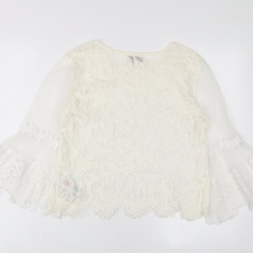 Apricot Womens Ivory Viscose Basic Blouse Size 10 Crew Neck