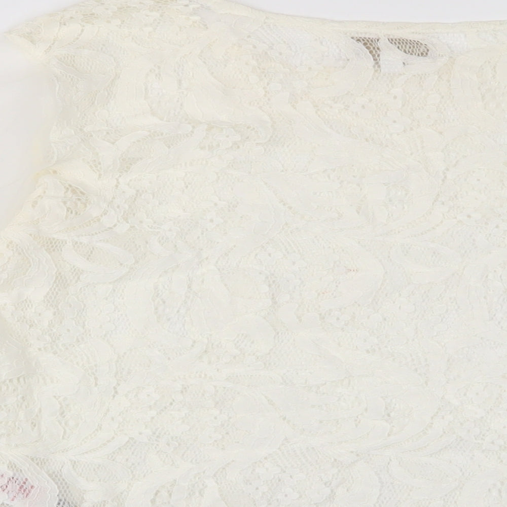 Apricot Womens Ivory Viscose Basic Blouse Size 10 Crew Neck