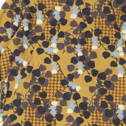 White Stuff Womens Yellow Geometric Cotton A-Line Size 14 Boat Neck Pullover