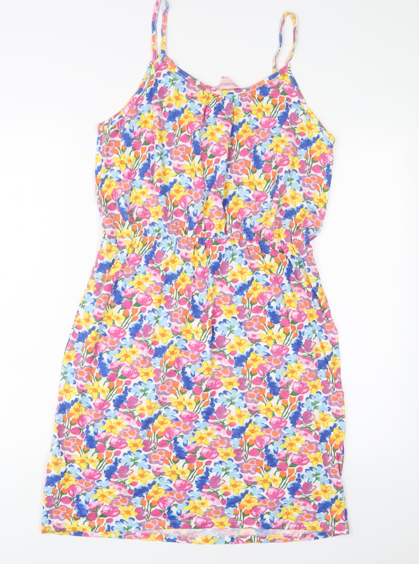 Board Angels Womens Multicoloured Floral Cotton A-Line Size 12 Scoop Neck Pullover