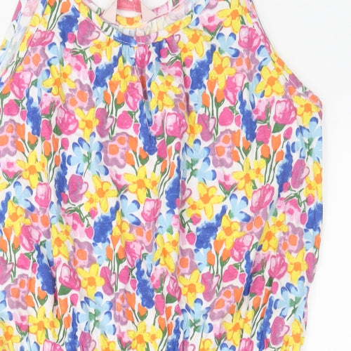 Board Angels Womens Multicoloured Floral Cotton A-Line Size 12 Scoop Neck Pullover
