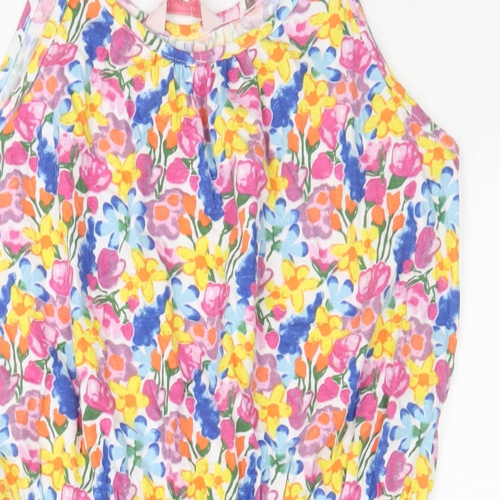 Board Angels Womens Multicoloured Floral Cotton A-Line Size 12 Scoop Neck Pullover