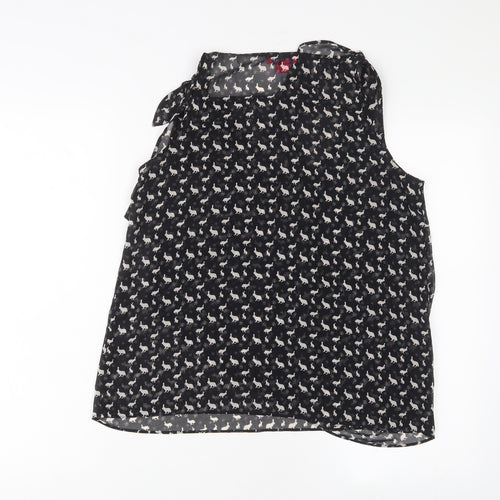 Monsoon Womens Black Geometric Polyester Basic Tank Size 10 Cowl Neck