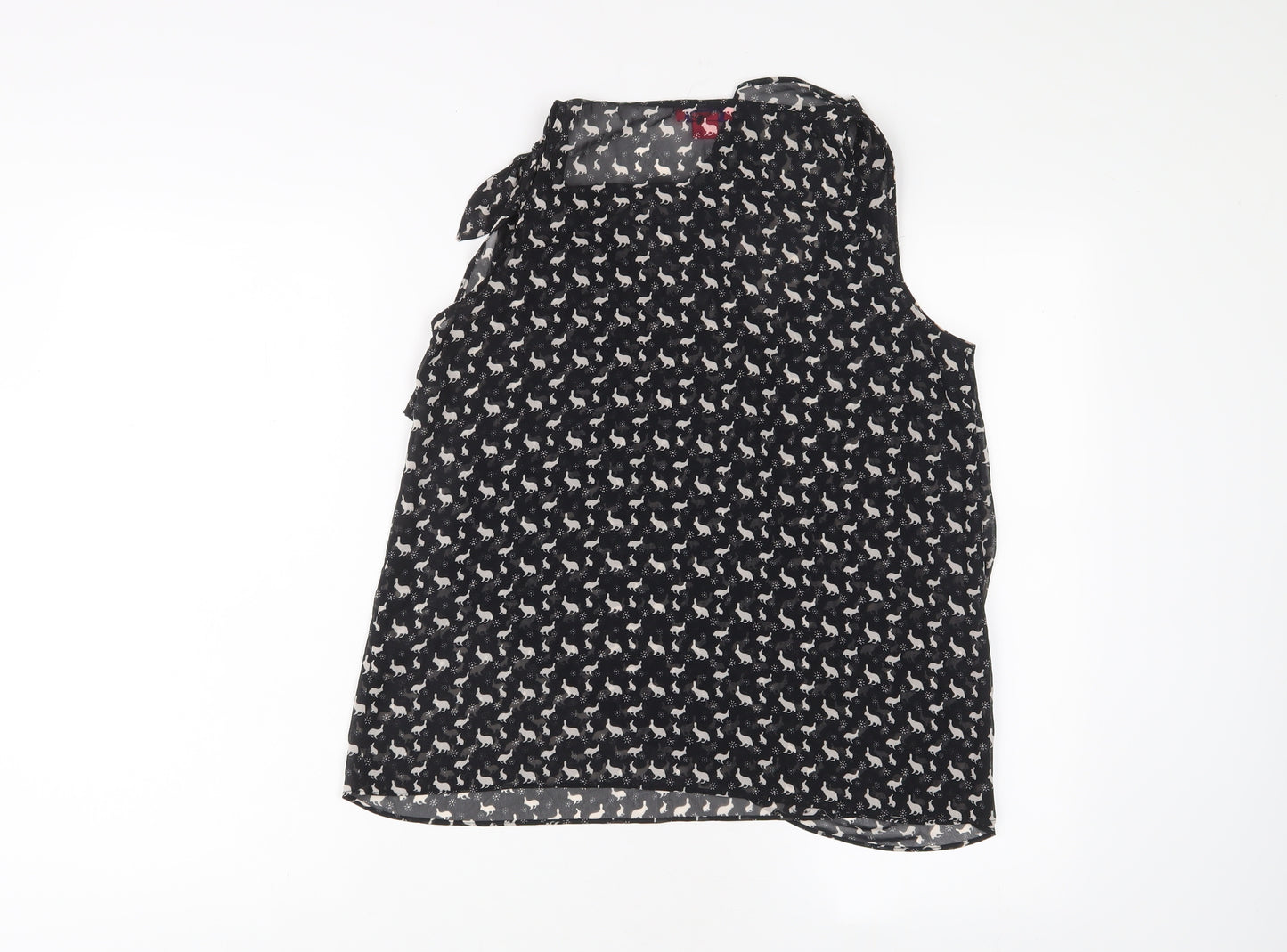 Monsoon Womens Black Geometric Polyester Basic Tank Size 10 Cowl Neck