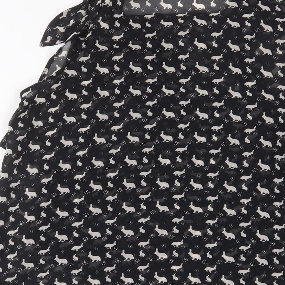 Monsoon Womens Black Geometric Polyester Basic Tank Size 10 Cowl Neck