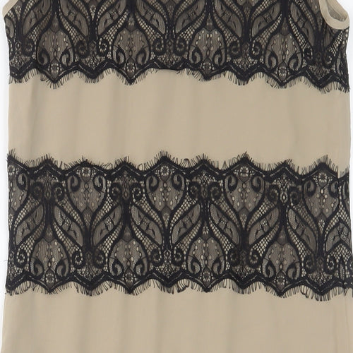 Limited Collection Womens Brown Polyester Sheath Size 8 Boat Neck Button - Lace