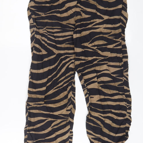 ASOS Womens Brown Animal Print Viscose Top Lounge Pants Size 8