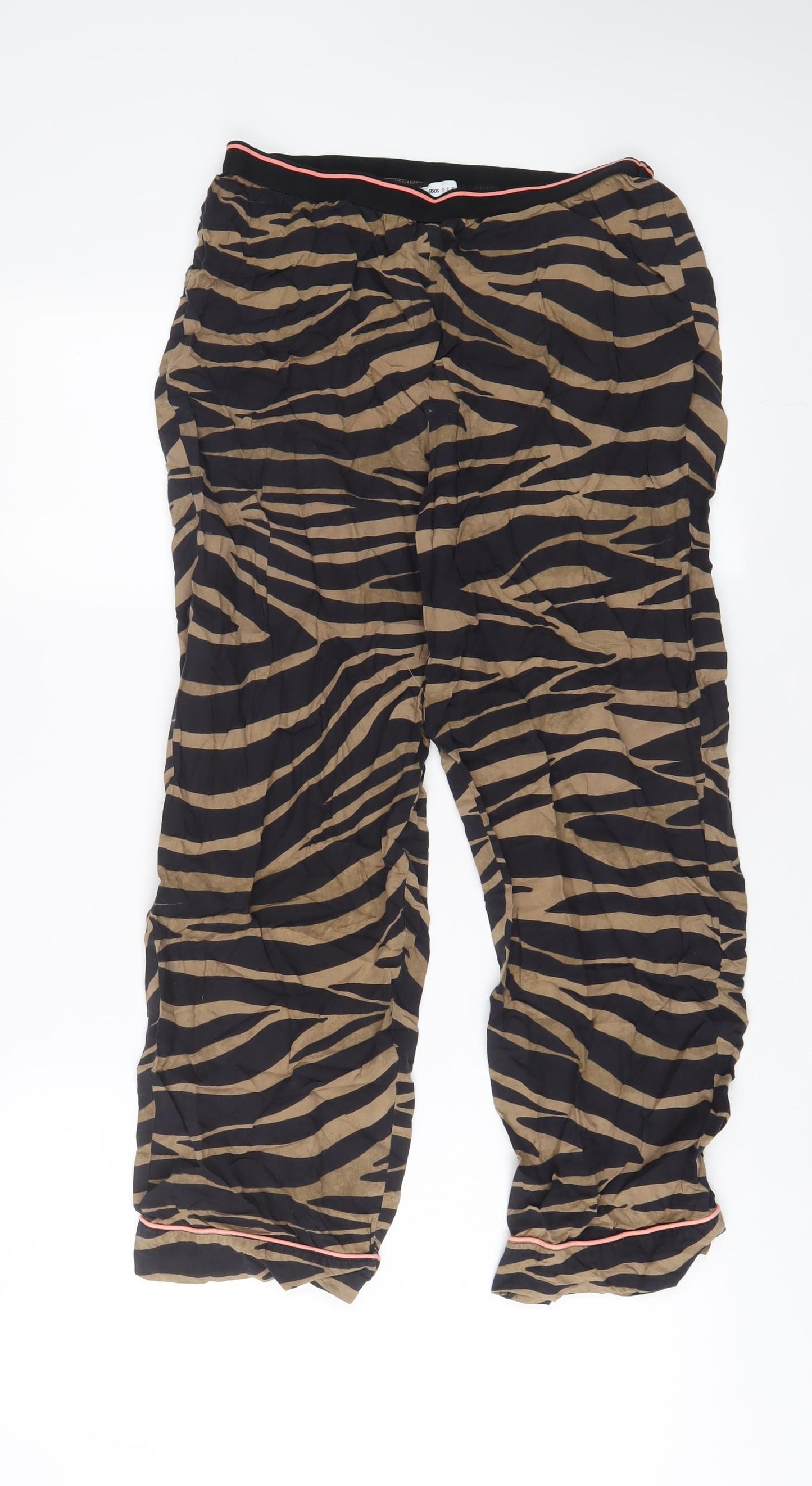 ASOS Womens Brown Animal Print Viscose Top Lounge Pants Size 8