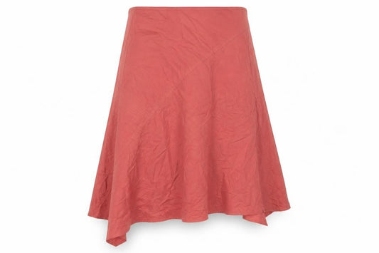 Front view of Sisley women’s red cotton a-line skirt, size UK 12, snap