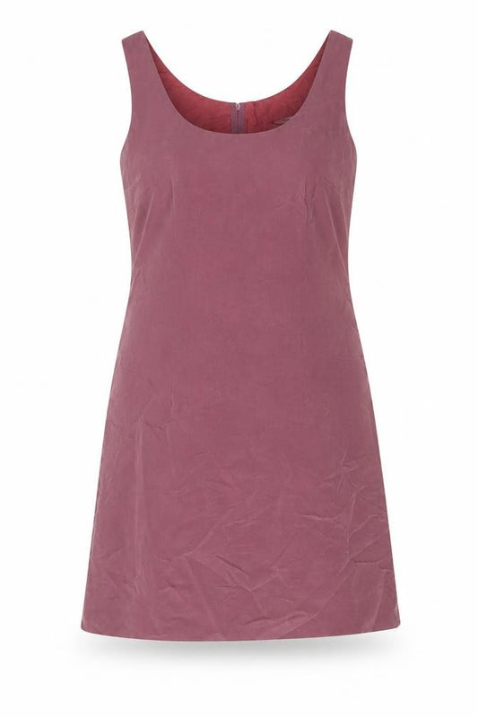 Front view of New Look women’s purple viscose a-line, size UK 12, scoop neck zip