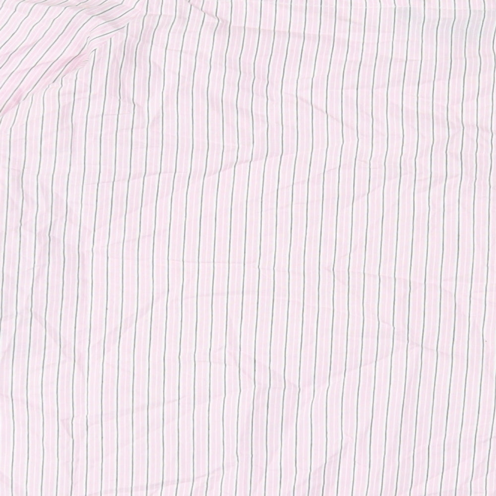 New Look Womens Pink Striped Cotton Basic Blouse Size 16 Off the Shoulder - Buttons