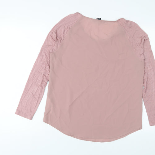 French Connection Womens Pink Polyester Basic Blouse Size M Crew Neck