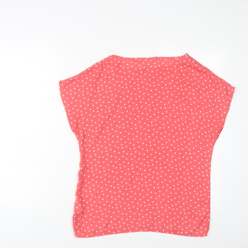NEXT Womens Red Geometric Polyester Basic T-Shirt Size 8 Crew Neck - Star Pattern