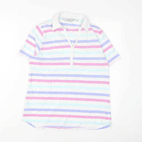 Golf.Co Womens Multicoloured Striped Cotton Basic Polo Size M Collared