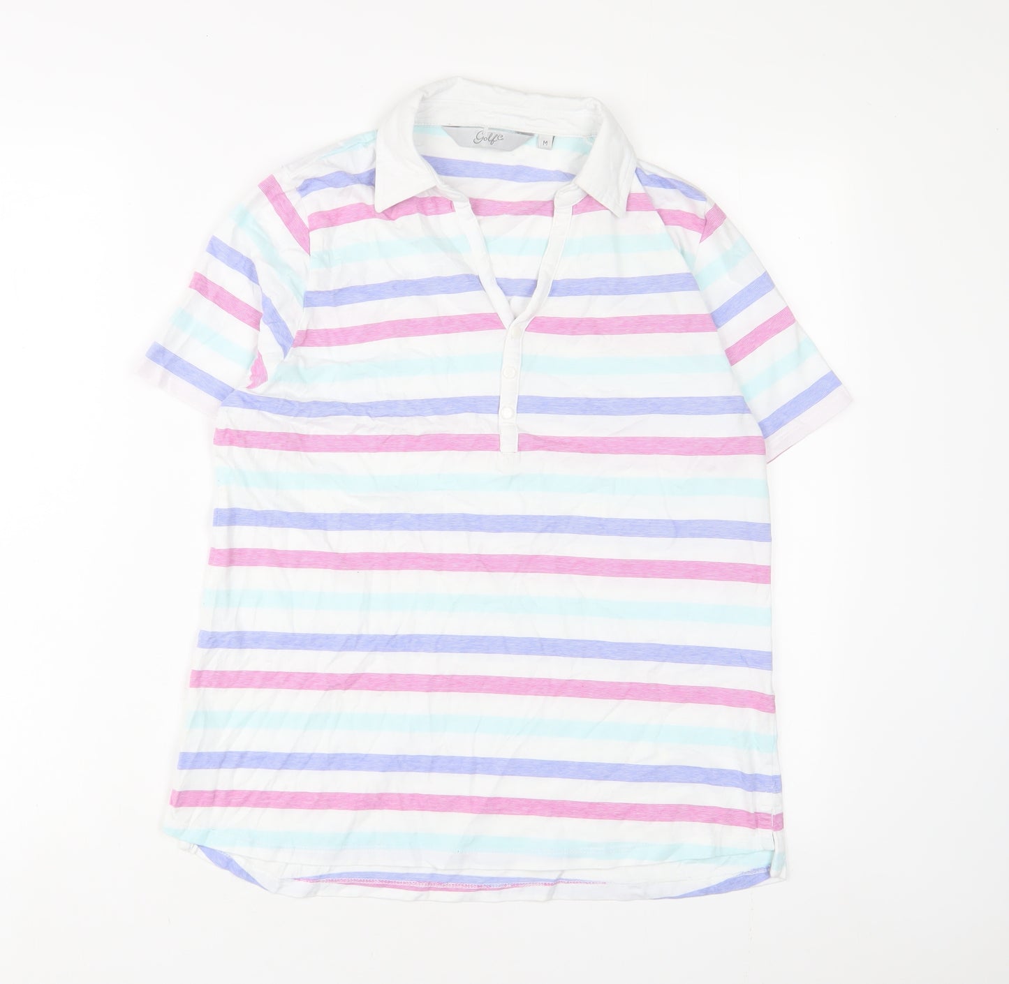 Golf.Co Womens Multicoloured Striped Cotton Basic Polo Size M Collared