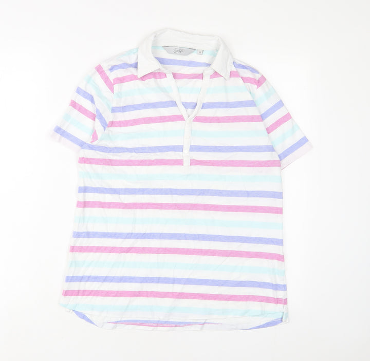 Golf.Co Womens Multicoloured Striped Cotton Basic Polo Size M Collared