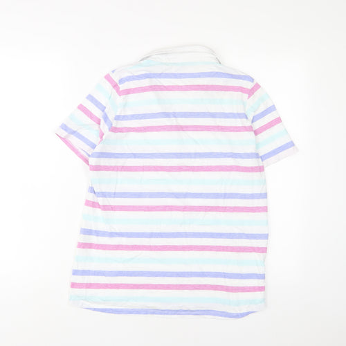 Golf.Co Womens Multicoloured Striped Cotton Basic Polo Size M Collared