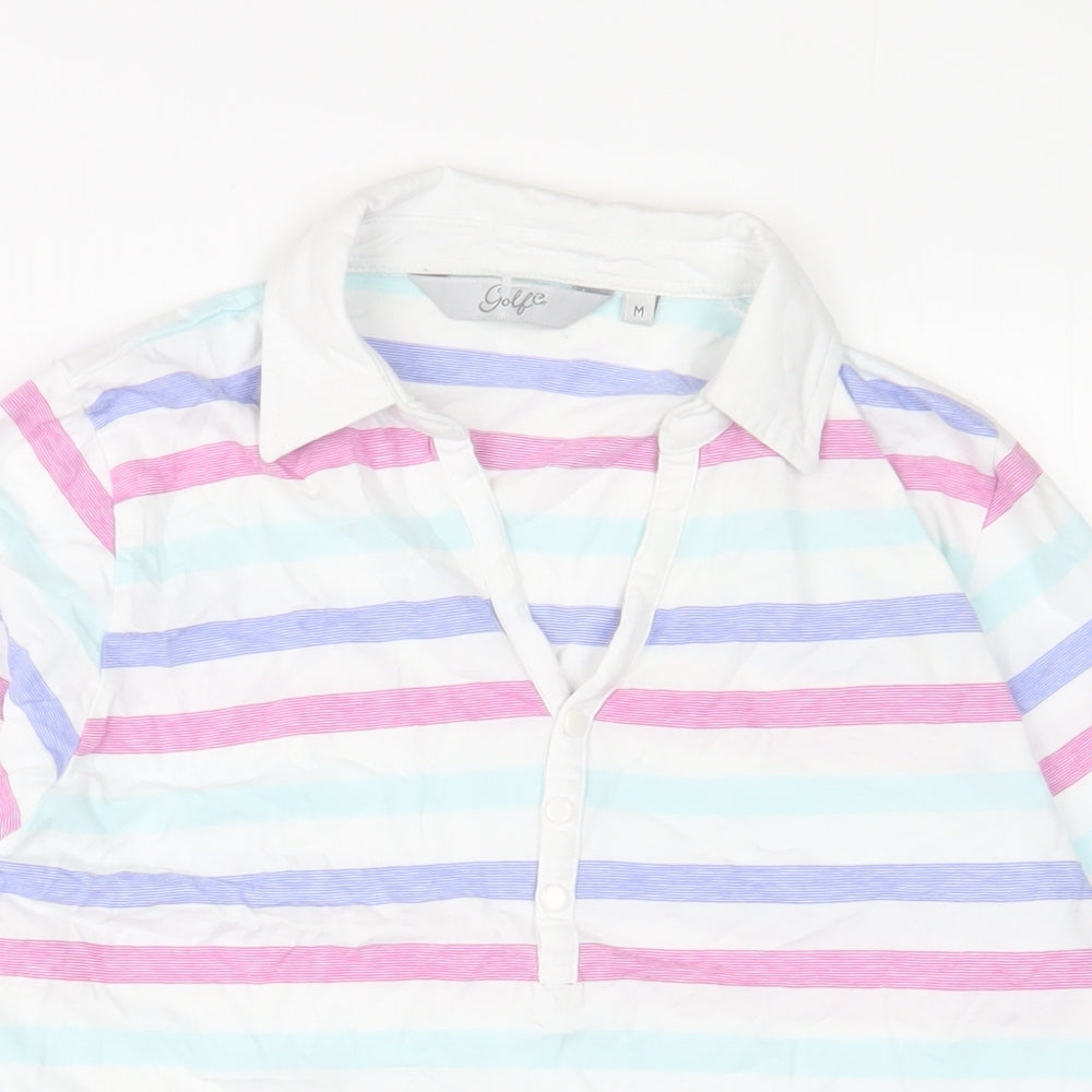 Golf.Co Womens Multicoloured Striped Cotton Basic Polo Size M Collared