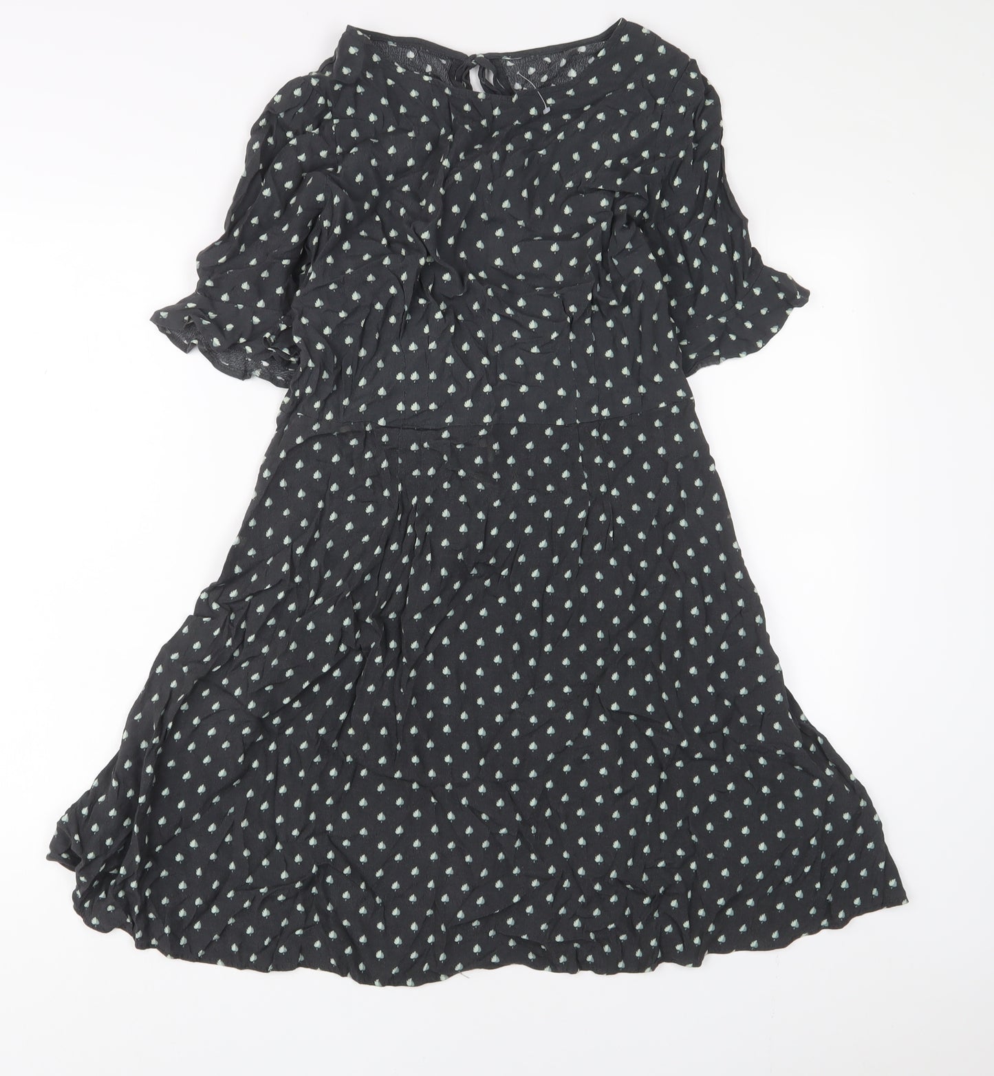 NEXT Womens Grey Geometric Viscose A-Line Size 12 Crew Neck Tie