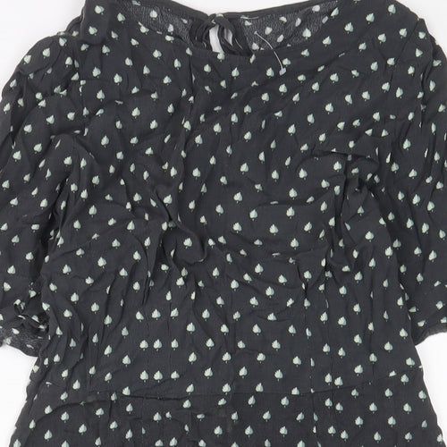 NEXT Womens Grey Geometric Viscose A-Line Size 12 Crew Neck Tie