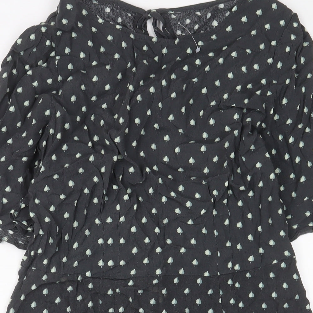 NEXT Womens Grey Geometric Viscose A-Line Size 12 Crew Neck Tie