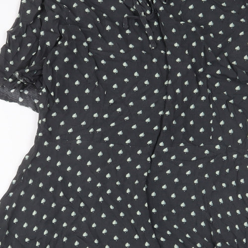 NEXT Womens Grey Geometric Viscose A-Line Size 12 Crew Neck Tie