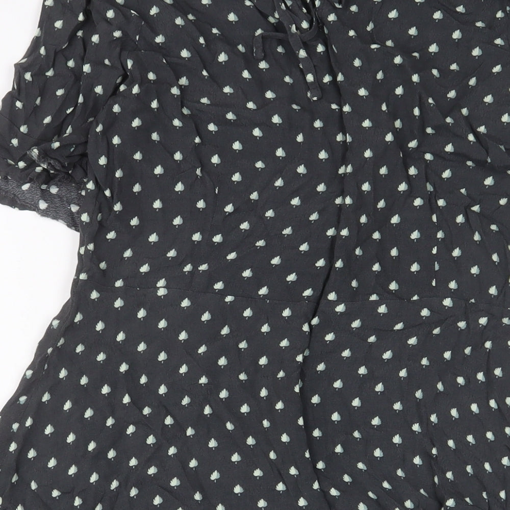 NEXT Womens Grey Geometric Viscose A-Line Size 12 Crew Neck Tie