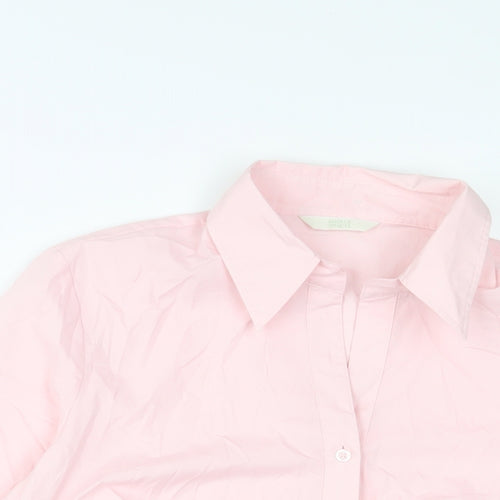 Marks and Spencer Womens Pink Cotton Basic Button-Up Size 14 Collared
