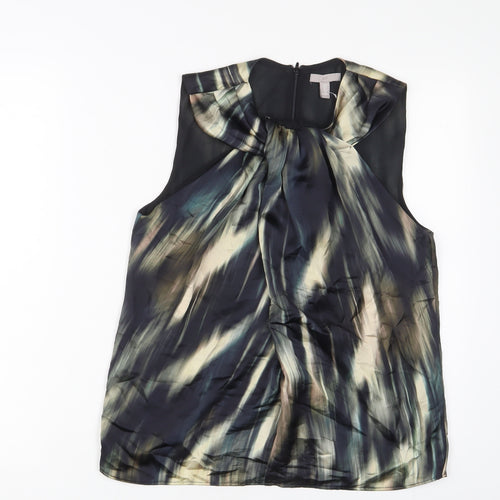 H&M Womens Multicoloured Geometric Polyester Basic Tank Size S Crew Neck