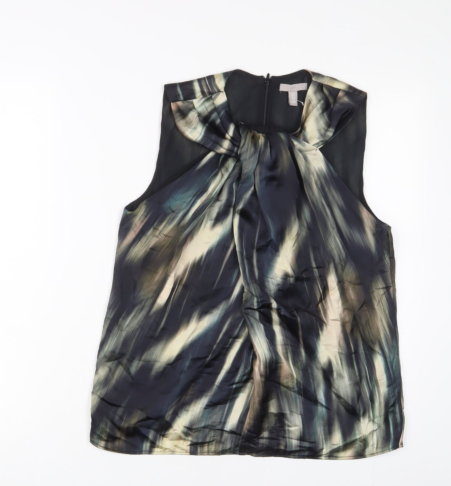 H&M Womens Multicoloured Geometric Polyester Basic Tank Size S Crew Neck