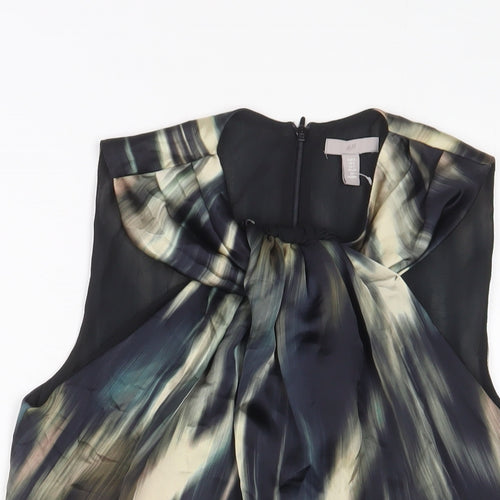 H&M Womens Multicoloured Geometric Polyester Basic Tank Size S Crew Neck