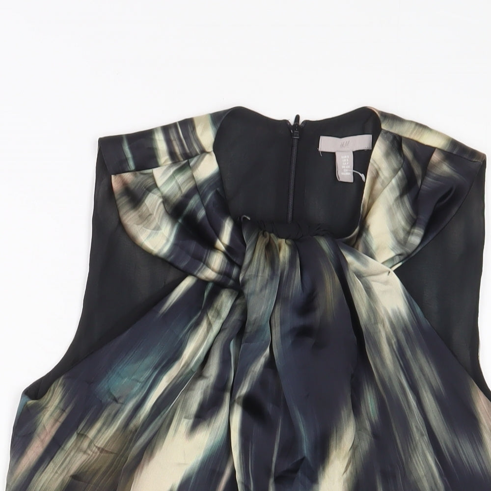 H&M Womens Multicoloured Geometric Polyester Basic Tank Size S Crew Neck
