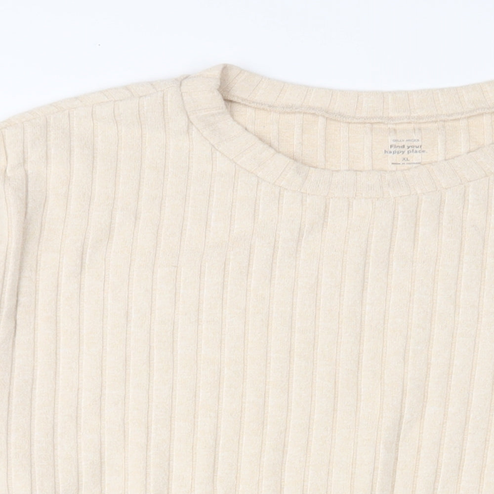 Gilly Hicks Womens Beige Polyester Pullover Sweatshirt Size XL Pullover